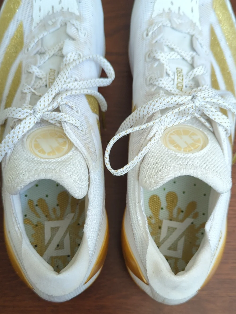 adidas Gold & White Adizero Electric Football Cleats Size 10.5